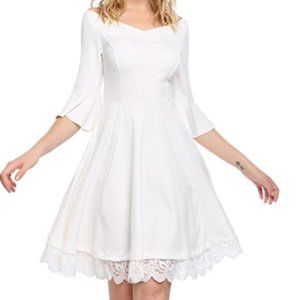 ANGVNS Women's Sexy Hollow Out Lace Flare Sleeve